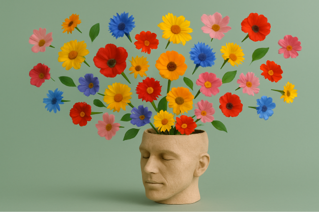 abstract image of a head with flowers